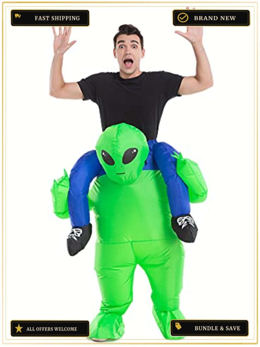 Inflatable Alien Costume Adult Piggyback Rider Cosplay Halloween One Size